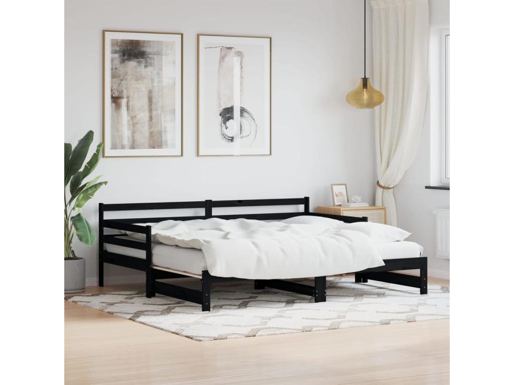 Matelas en bois massif noir, 90 x 190 cm