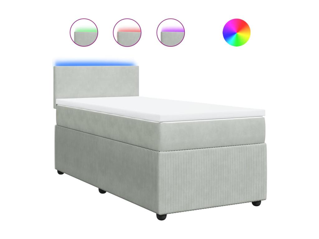 Matelas en velours gris, 80 x 200 cm - dlz1766568623727