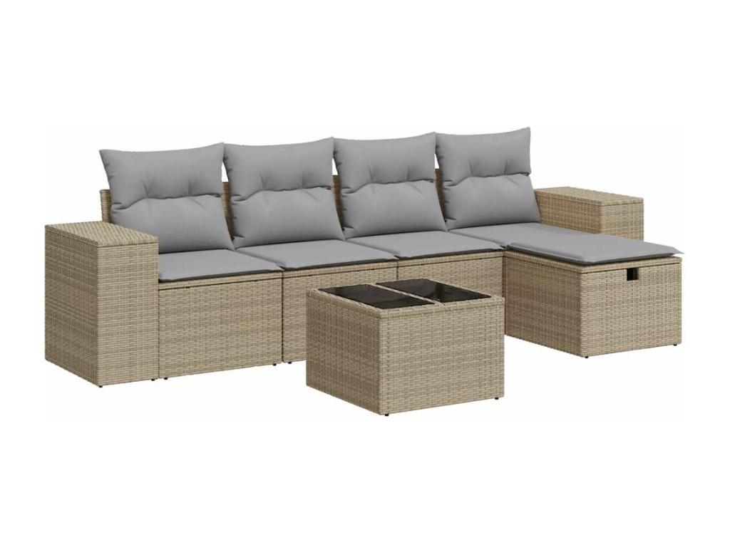 Ensemble de mobilier de jardin en résine tressée beige - dlz1766568078954