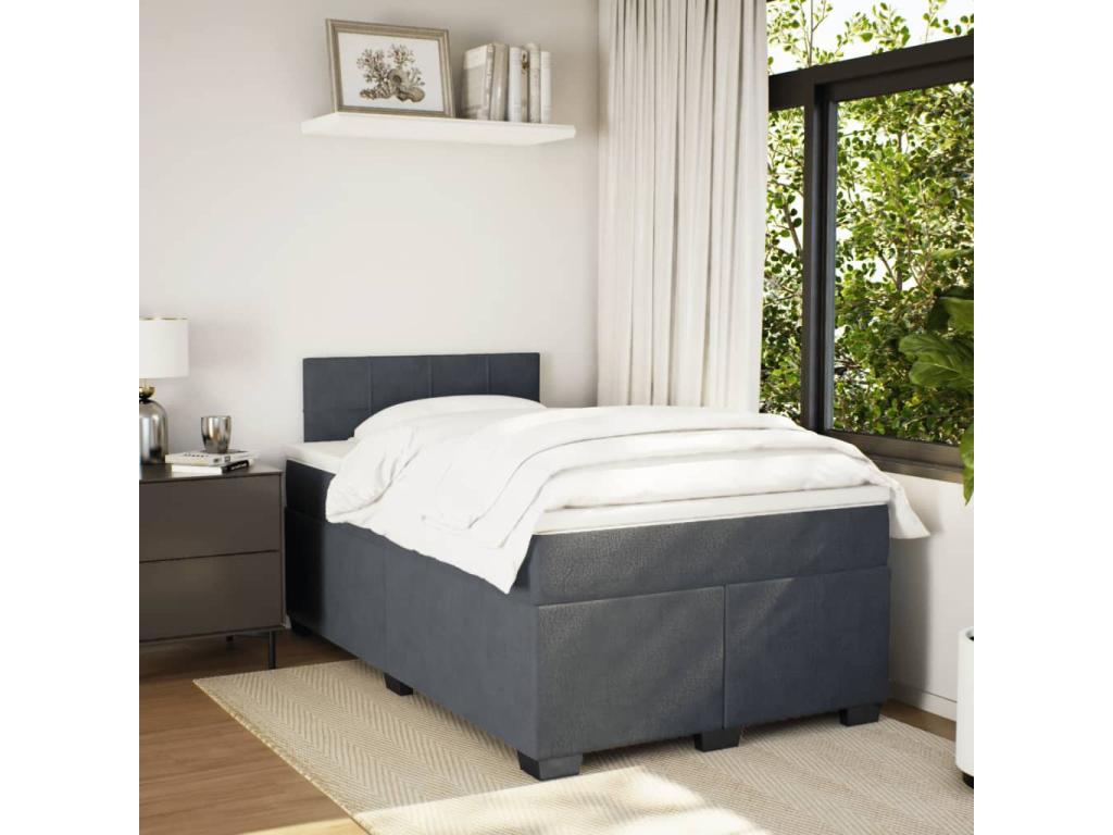 Matelas en velours gris, 120 x 190 cm