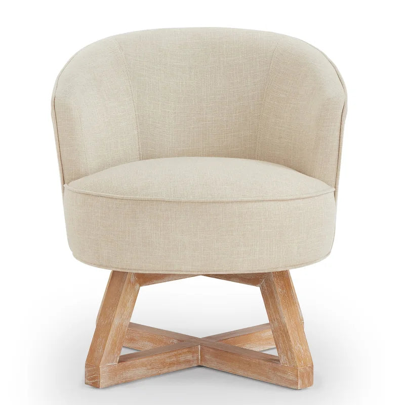 Fauteuil pivotant moderne beige en lin 27