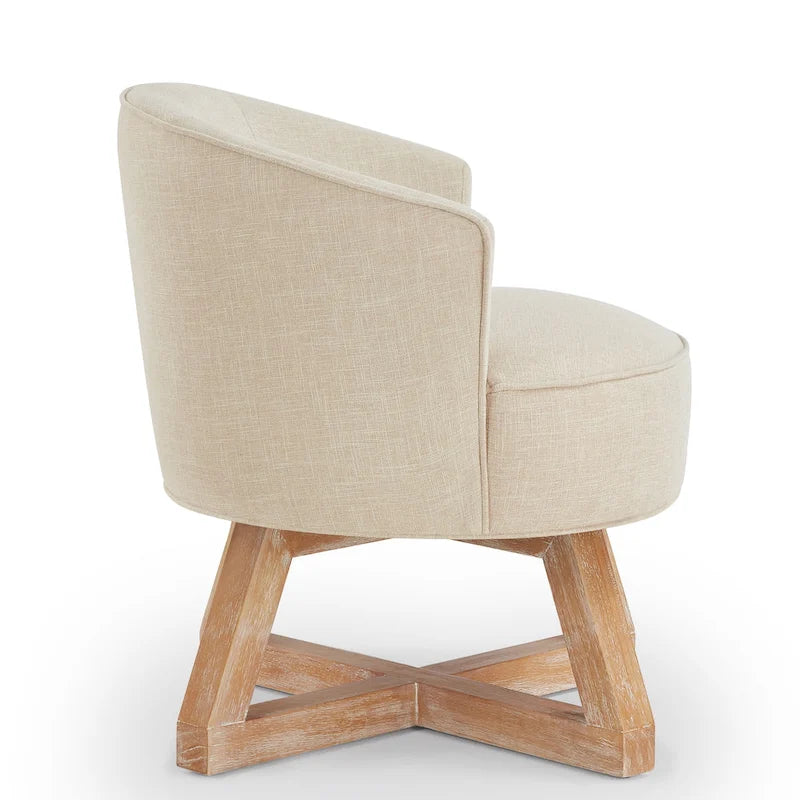 Fauteuil pivotant moderne beige en lin 27