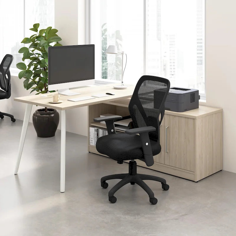 Bureau d'angle en L Bush Business Furniture Vista 60W avec armoire de rangement