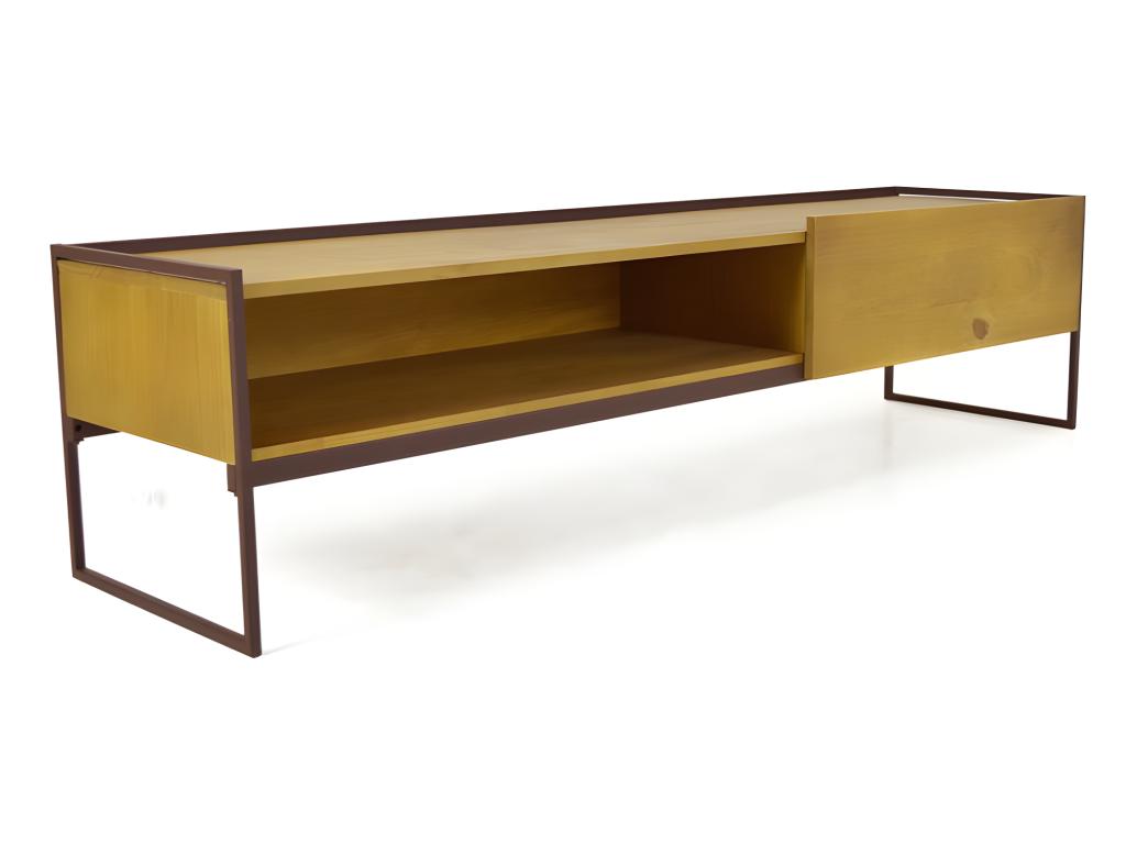 Meuble TV en pin brun