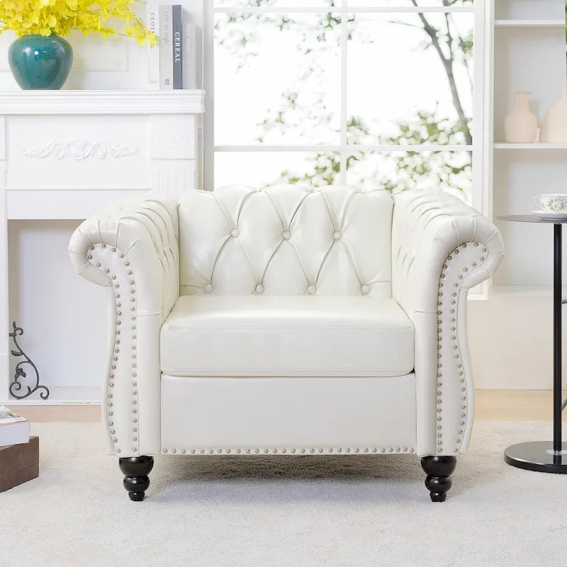 Fauteuil club Chesterfield en cuir PU Winston de Christopher Knight Home