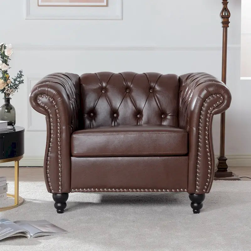 Fauteuil club Chesterfield en cuir PU Winston de Christopher Knight Home