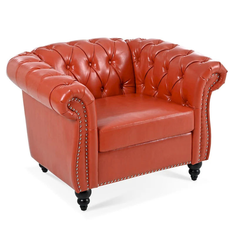 Fauteuil club Chesterfield en cuir PU Winston de Christopher Knight Home