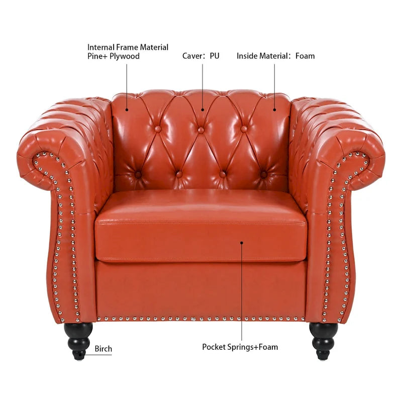 Fauteuil club Chesterfield en cuir PU Winston de Christopher Knight Home