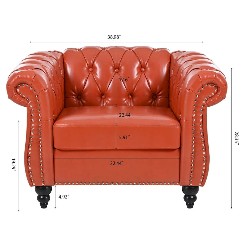 Fauteuil club Chesterfield en cuir PU Winston de Christopher Knight Home