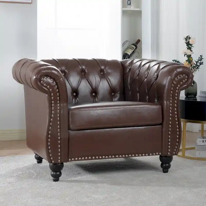 Fauteuil club Chesterfield en cuir PU Winston de Christopher Knight Home