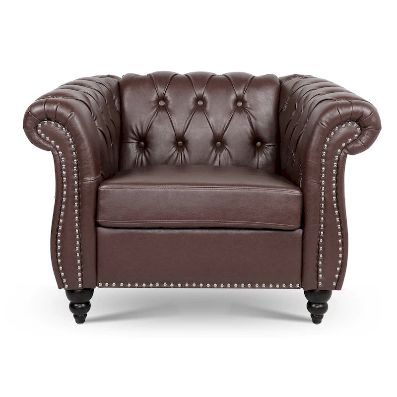 Fauteuil club Chesterfield en cuir PU Winston de Christopher Knight Home