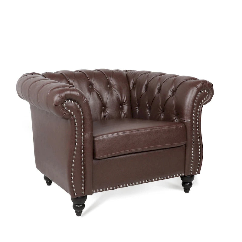 Fauteuil club Chesterfield en cuir PU Winston de Christopher Knight Home