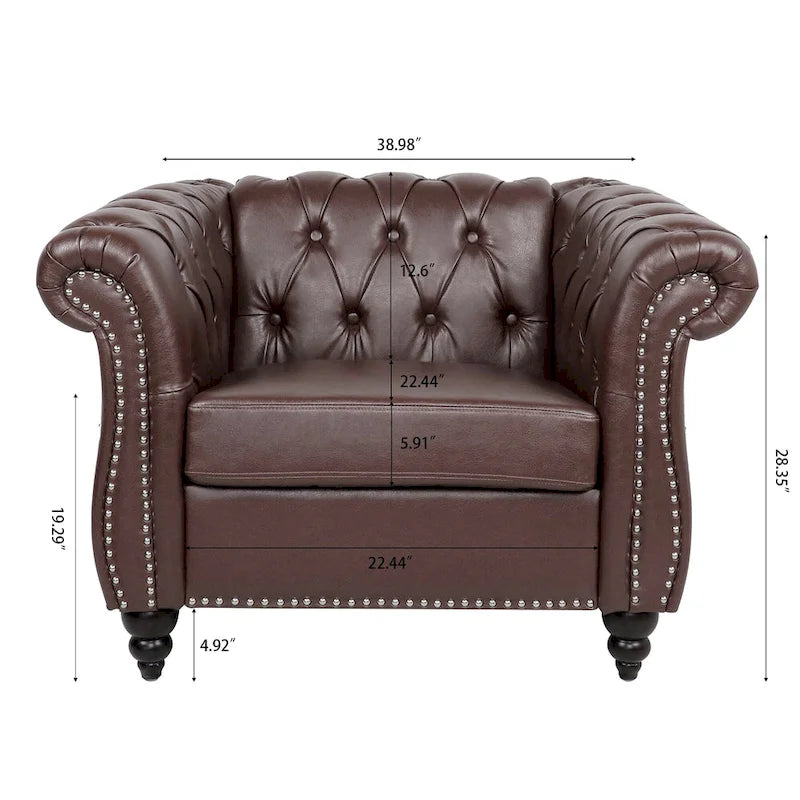 Fauteuil club Chesterfield en cuir PU Winston de Christopher Knight Home