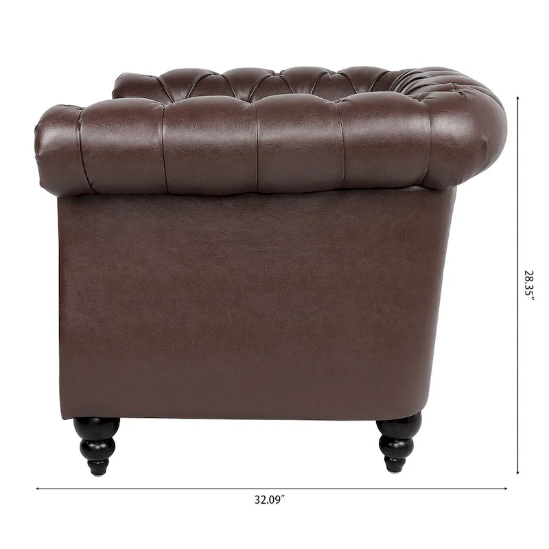Fauteuil club Chesterfield en cuir PU Winston de Christopher Knight Home
