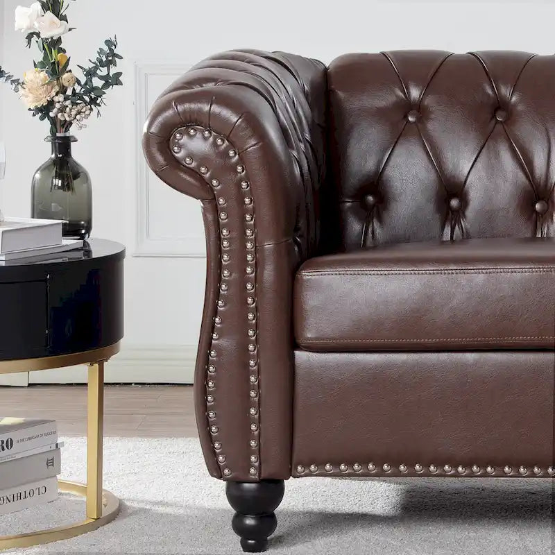 Fauteuil club Chesterfield en cuir PU Winston de Christopher Knight Home