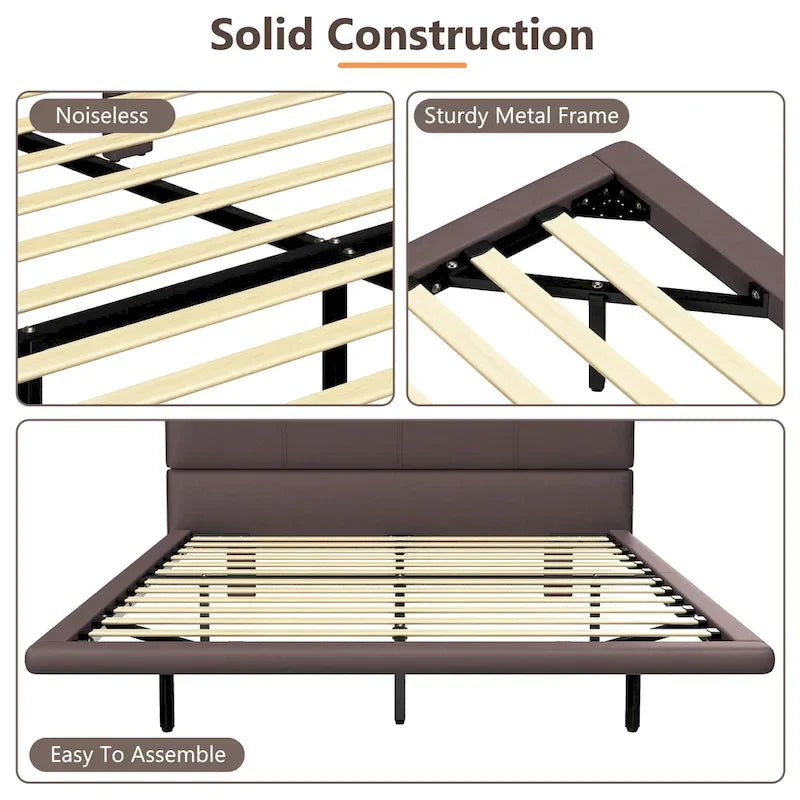 Ensemble lit suspendu Korli moderne en cuir capitonné avec tête de lit et éclairage LED par Christopher Knight Home