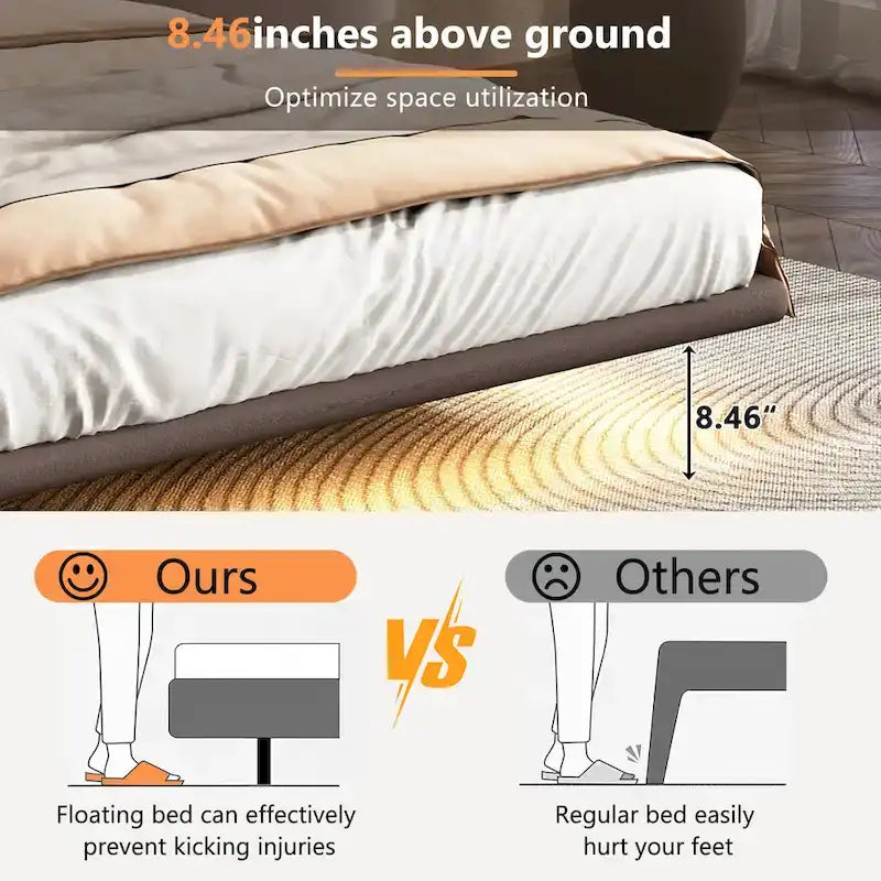 Ensemble lit suspendu Korli moderne en cuir capitonné avec tête de lit et éclairage LED par Christopher Knight Home