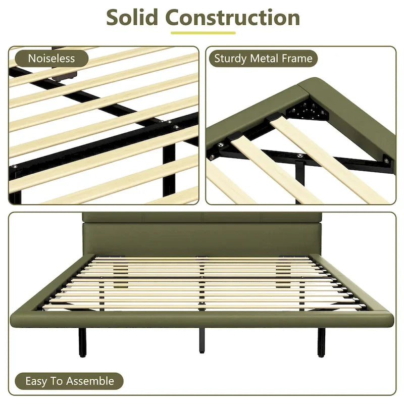 Ensemble lit suspendu Korli moderne en cuir capitonné avec tête de lit et éclairage LED par Christopher Knight Home