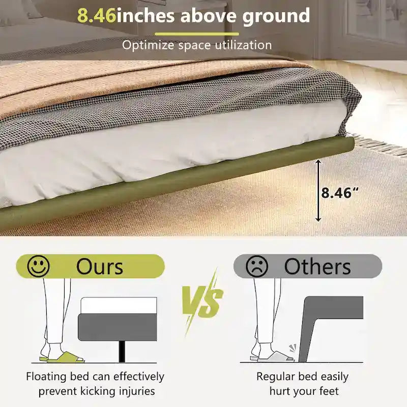 Ensemble lit suspendu Korli moderne en cuir capitonné avec tête de lit et éclairage LED par Christopher Knight Home