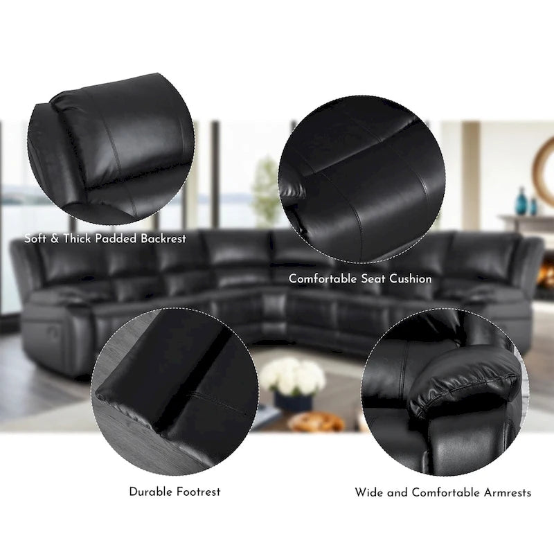 Canapé d'angle inclinable manuel 7 places en similicuir 129 W