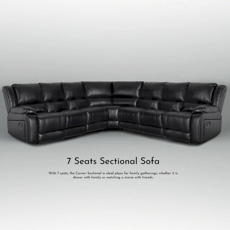 Canapé d'angle inclinable manuel 7 places en similicuir 129 W