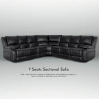 Canapé d'angle inclinable manuel 7 places en similicuir 129 W