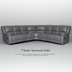 Canapé d'angle inclinable manuel 7 places en similicuir 129 W