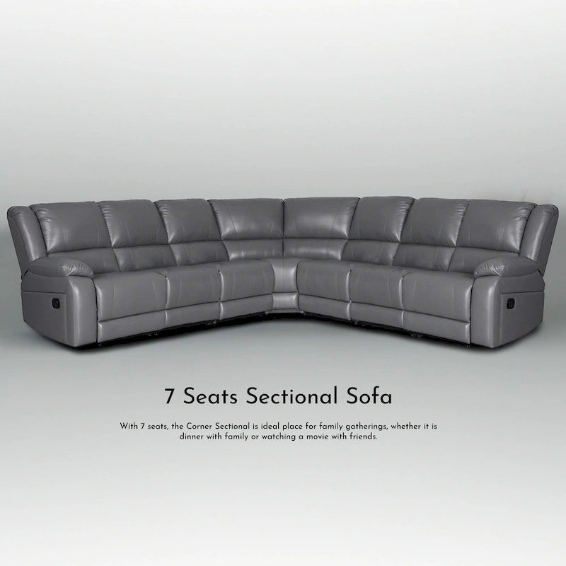 Canapé d'angle inclinable manuel 7 places en similicuir 129 W