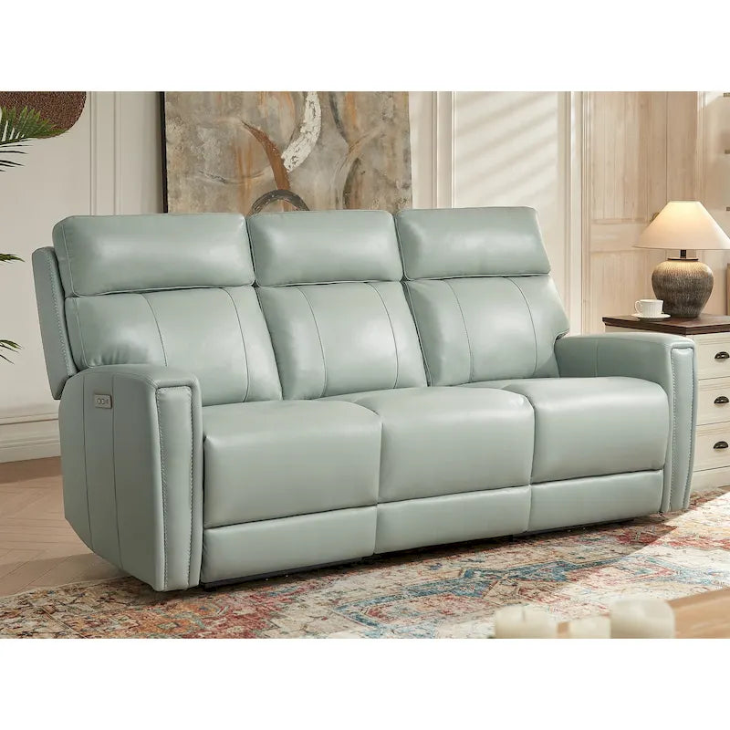 Canapé inclinable électrique zéro gravité en cuir véritable de 81,5 pouces avec appui-tête électrique et ports USB et USB-C.