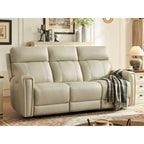 Canapé inclinable électrique zéro gravité en cuir véritable de 81,5 pouces avec appui-tête électrique et ports USB et USB-C.