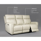 Canapé inclinable électrique zéro gravité en cuir véritable de 81,5 pouces avec appui-tête électrique et ports USB et USB-C.