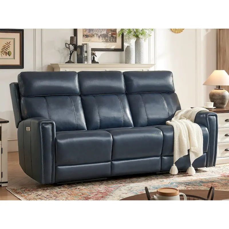 Canapé inclinable électrique zéro gravité en cuir véritable de 81,5 pouces avec appui-tête électrique et ports USB et USB-C.