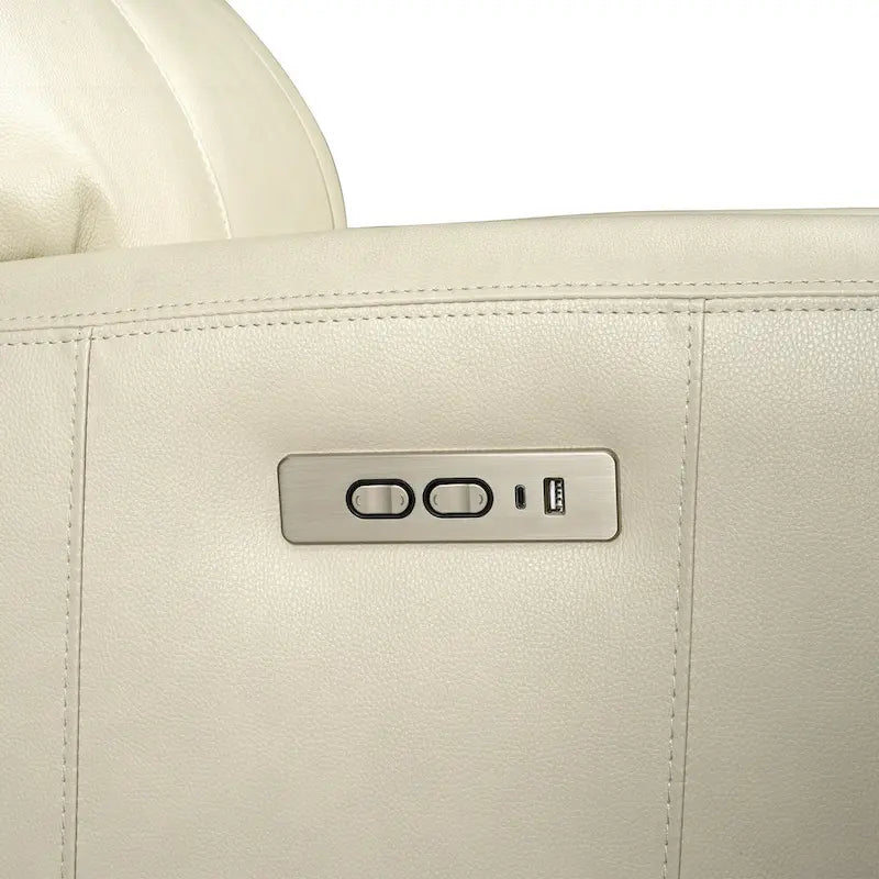 Canapé inclinable électrique zéro gravité en cuir véritable de 81,5 pouces avec appui-tête électrique et ports USB et USB-C.