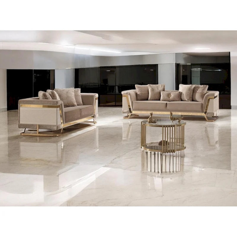 Canapé deux places Renillo en velours capitonné