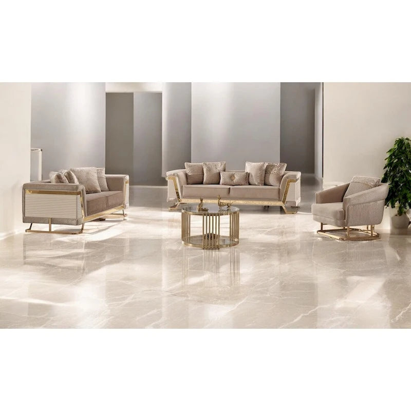 Canapé deux places Renillo en velours capitonné