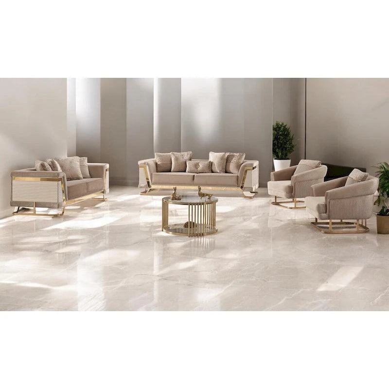 Canapé deux places Renillo en velours capitonné