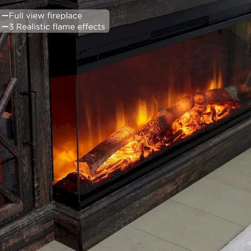 Meuble TV avec cheminée pour téléviseur 80 pouces, centre de divertissement, console multimédia