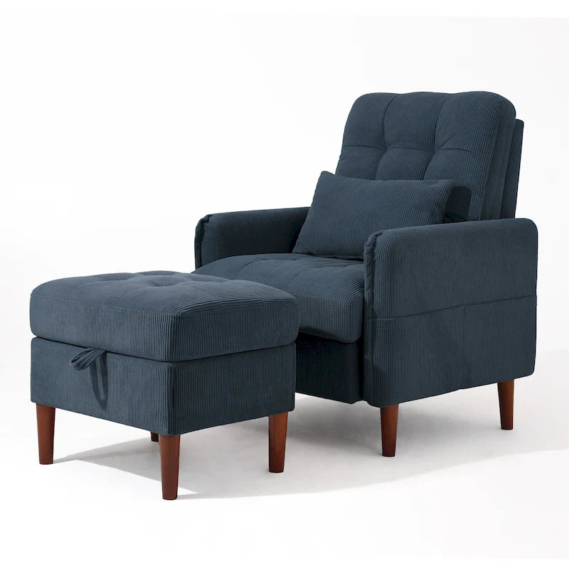 Fauteuil lounge moderne UIXE avec pouf de rangement et dossier réglable