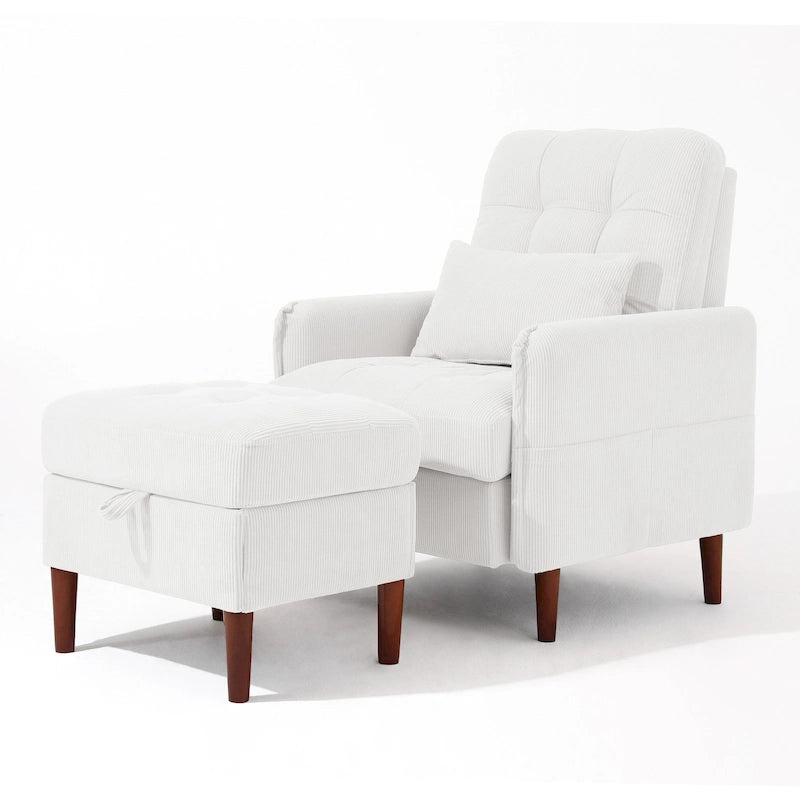 Fauteuil lounge moderne UIXE avec pouf de rangement et dossier réglable