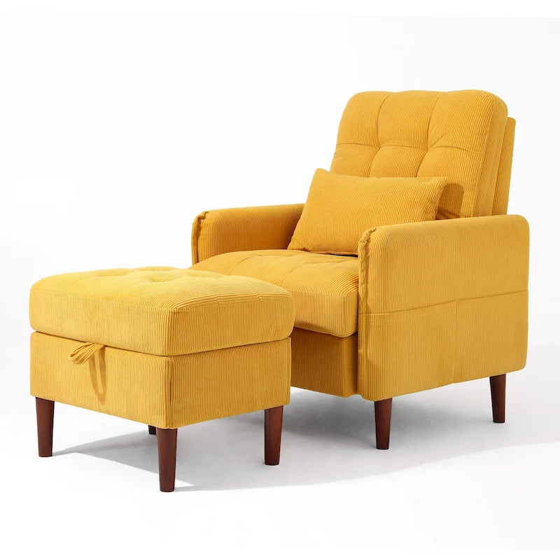 Fauteuil lounge moderne UIXE avec pouf de rangement et dossier réglable