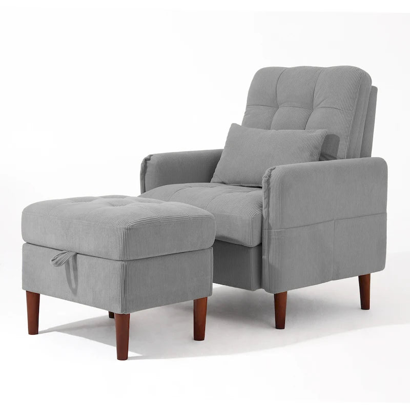 Fauteuil lounge moderne UIXE avec pouf de rangement et dossier réglable
