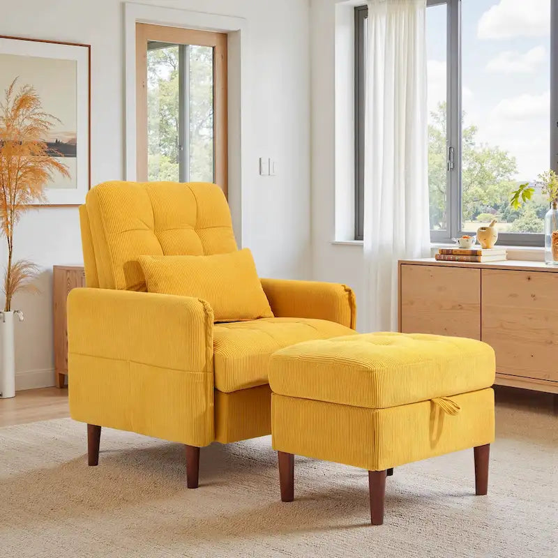 Fauteuil lounge moderne UIXE avec pouf de rangement et dossier réglable