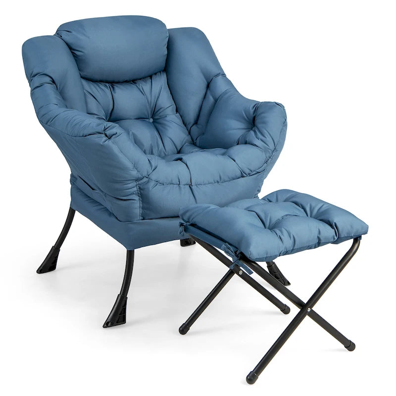 Fauteuil de détente Gymax Lazy Sofa Chair Accent Leisure Armchair avec repose-pieds pliable &amp;
