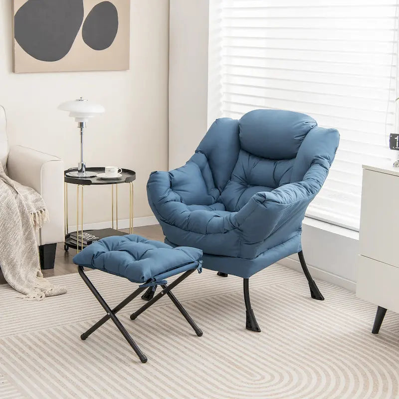 Fauteuil de détente Gymax Lazy Sofa Chair Accent Leisure Armchair avec repose-pieds pliable &amp;