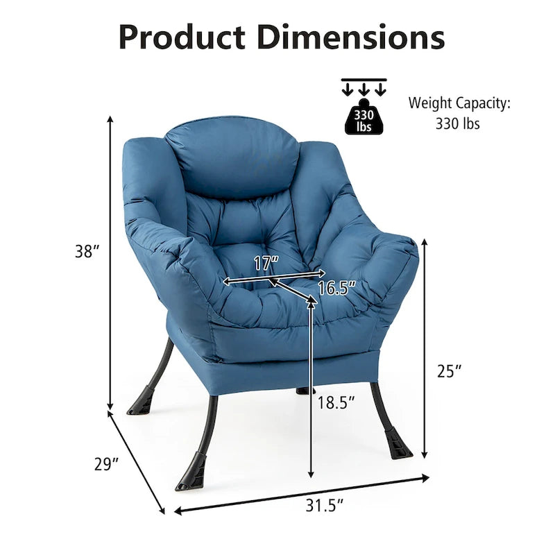 Fauteuil de détente Gymax Lazy Sofa Chair Accent Leisure Armchair avec repose-pieds pliable &amp;