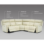 Canapé d'angle inclinable électrique 104 W en cuir véritable 3 couleurs avec fonction zéro gravité, ports USB et USB-C, 2 fauteuils fixes sans accoudoirs