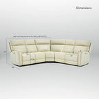 Canapé d'angle inclinable électrique 104 W en cuir véritable 3 couleurs avec fonction zéro gravité, ports USB et USB-C, 2 fauteuils fixes sans accoudoirs