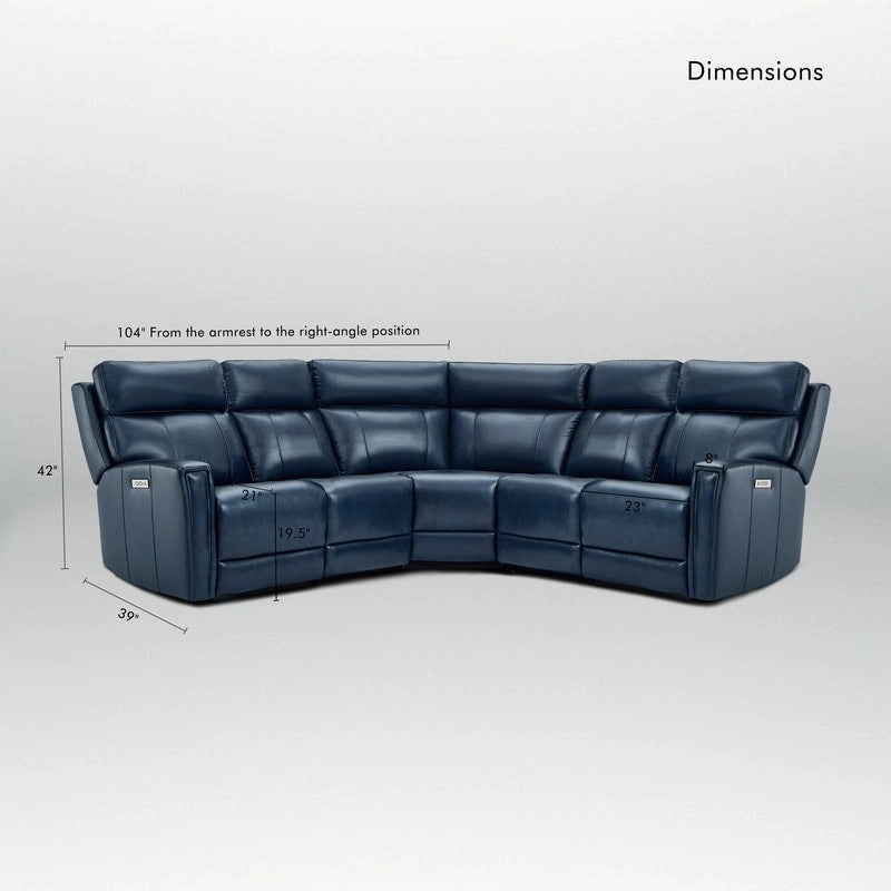 Canapé d'angle inclinable électrique 104 W en cuir véritable 3 couleurs avec fonction zéro gravité, ports USB et USB-C, 2 fauteuils fixes sans accoudoirs