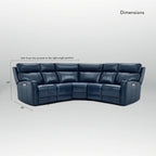 Canapé d'angle inclinable électrique 104 W en cuir véritable 3 couleurs avec fonction zéro gravité, ports USB et USB-C, 2 fauteuils fixes sans accoudoirs