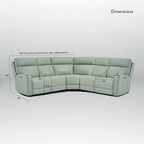 Canapé d'angle inclinable électrique 104 W en cuir véritable 3 couleurs avec fonction zéro gravité, ports USB et USB-C, 2 fauteuils fixes sans accoudoirs